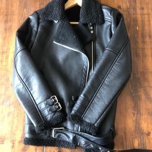 Shearling Sherpa Moto Jacket | S Small